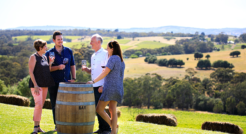 Kay Brothers cellar door outside friends enjoying wine